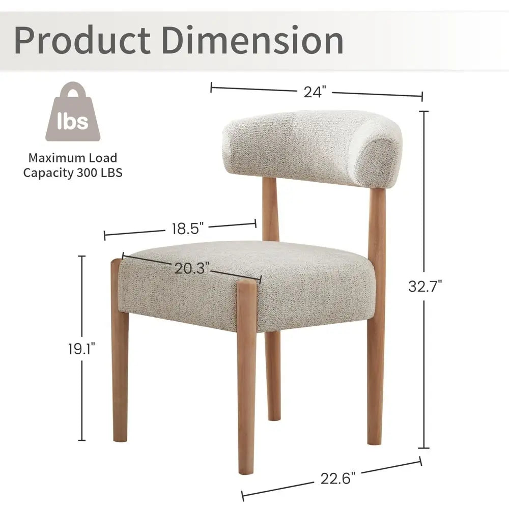 XMSJ Modern Upholstered Wooden Dining Chairs With Curved Backrests