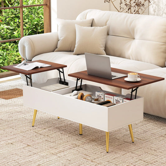 HOMASIS Lift Top Coffee Table With Split Top And Hidden Compartments