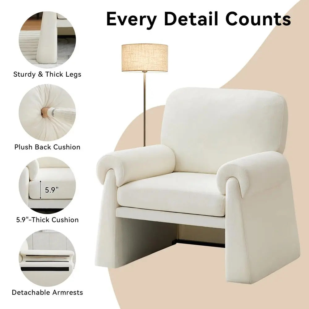 Accent Chair, Comfy Living Room Chairs, Single Sofa Chair with Thick Cushion and Armrests, Upholstered Arm Chair for Living Roo