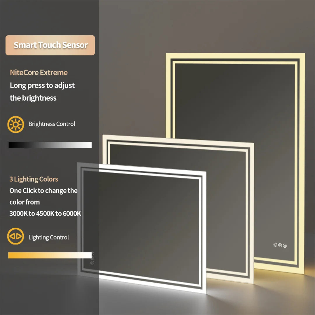 LUVODI Illuminate LED Backlit Frameless Dimmable Bathroom Mirror With Anti Fog