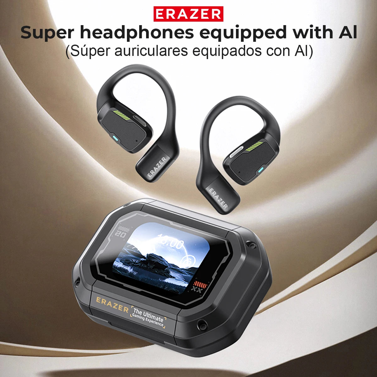 Headphones Bluetooth V6.0 ERAZER XP6 Ai Translator Wireless Earphones HD LCD Display Low latency Extremely Comfortable for Music