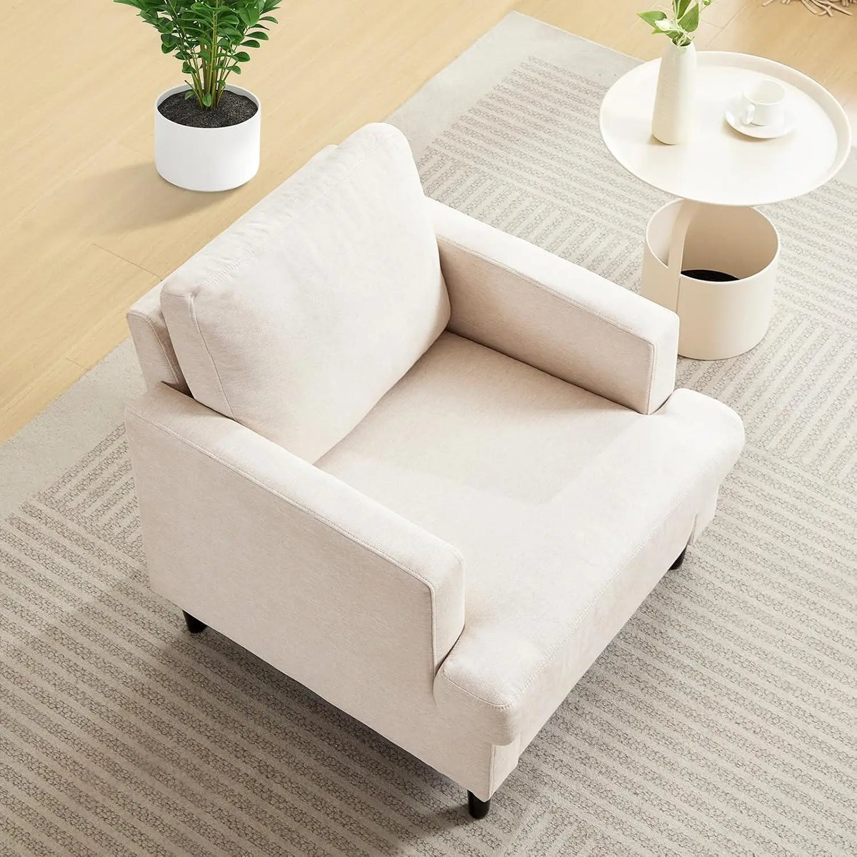 Garvee Mid Century Modern Linen Upholstered Reading Accent Chair