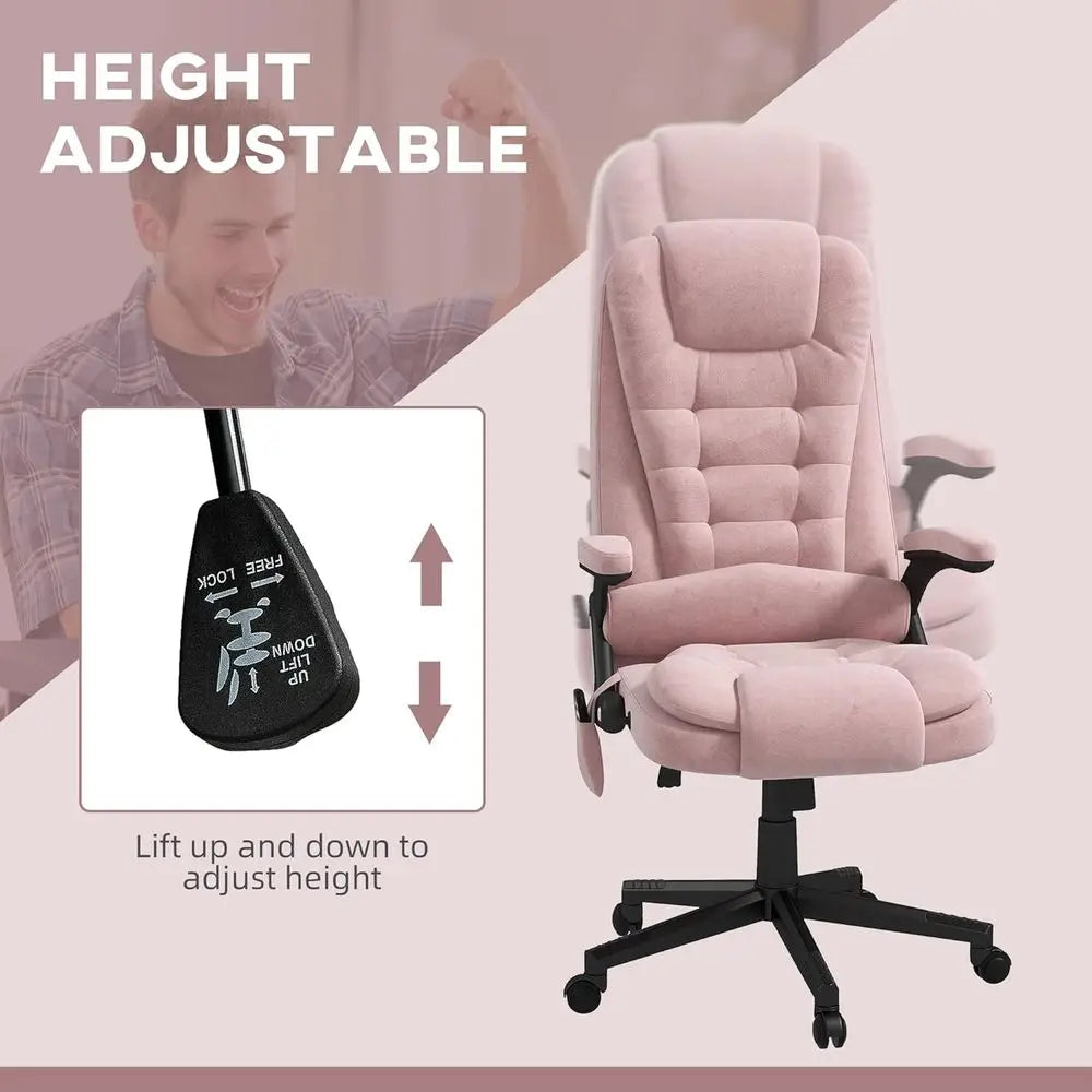 Executive Oice Chair with 6 Points Vibration Massage and Heated Lumbar Support, Velvet High Back Computer Chair with Reclining B