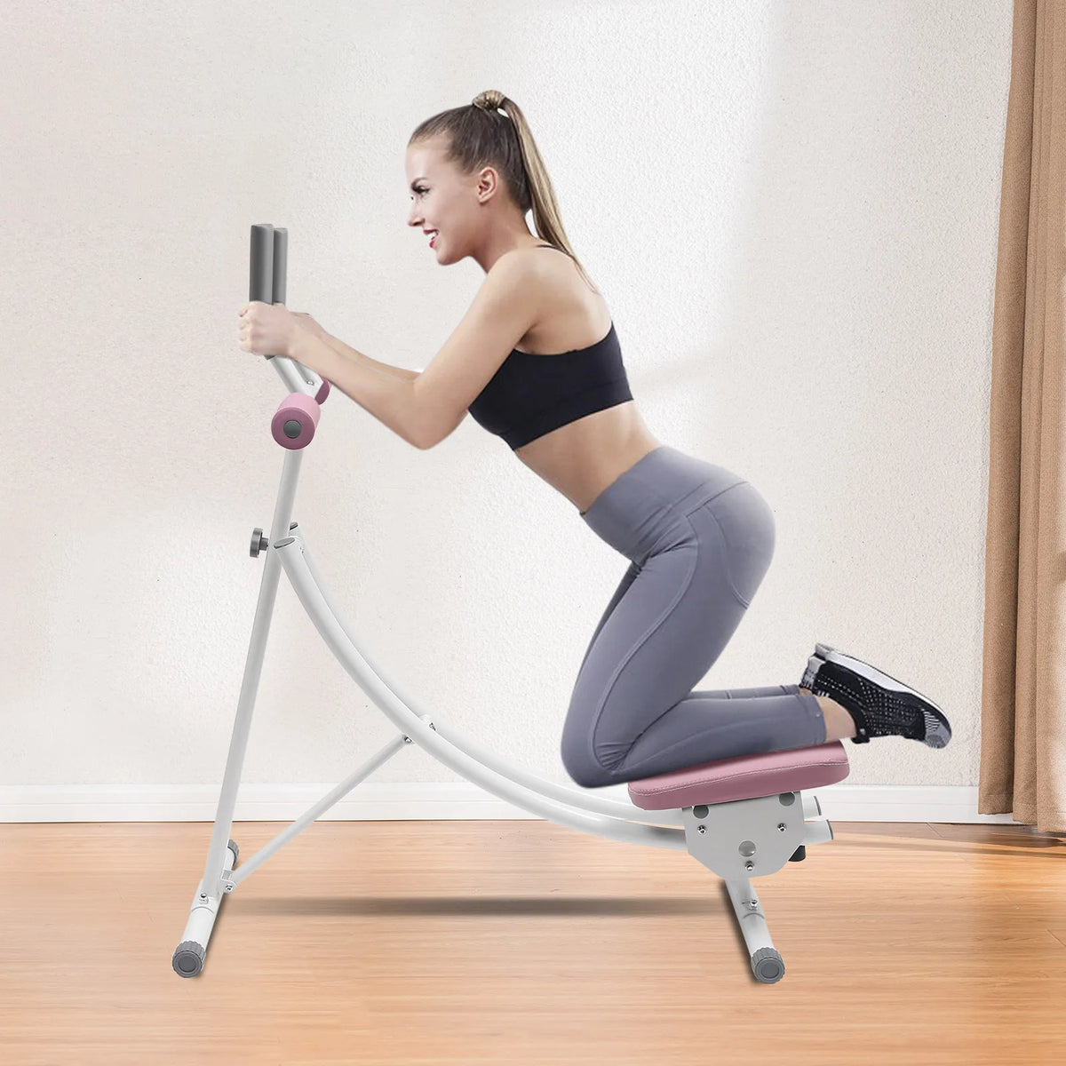 Foldable Abdominal Trainer with LED Display & 3-Level Adjustment, Ab Machine Core Workout Equipment Load 330lbs, Home Exercise Waist Cruncher Core Toner
