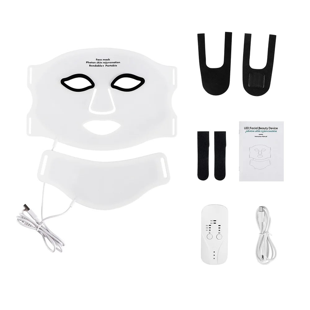 Foreverlily Silicone LED Mask With Neck 7 Color Photon Therapy