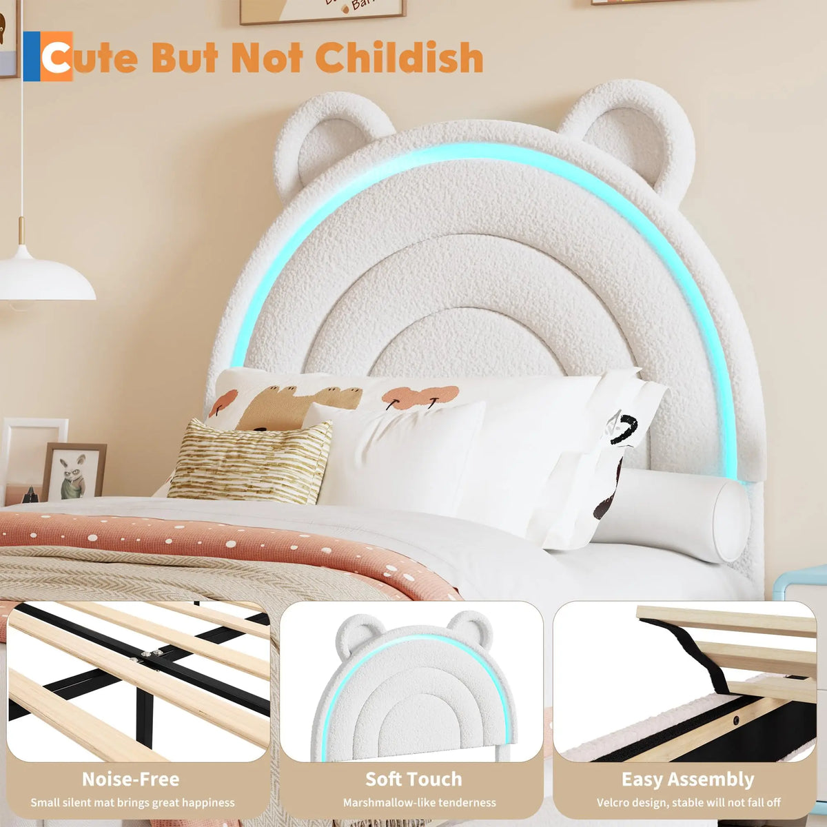 GarveeLife Princess Platform Bed With Storage Drawers And LED Lights