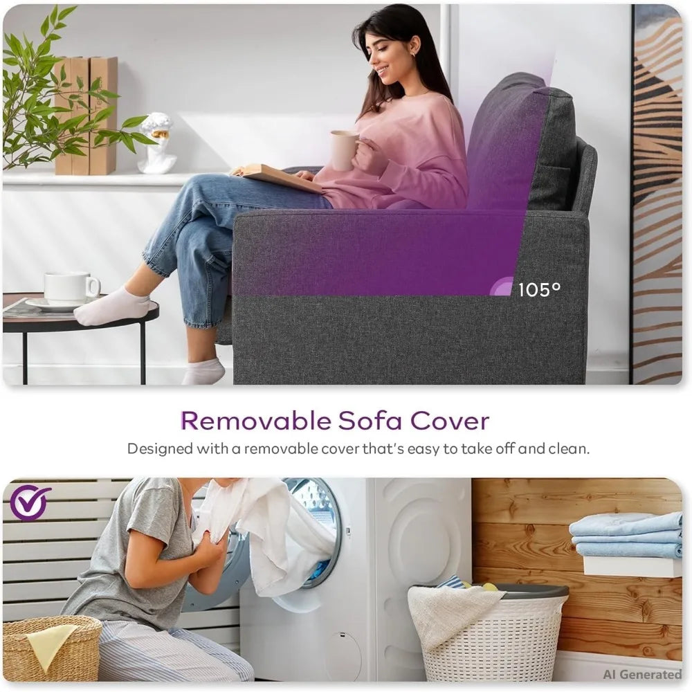 Linen Two Seater Sofa For Apartments And Dorm Rooms