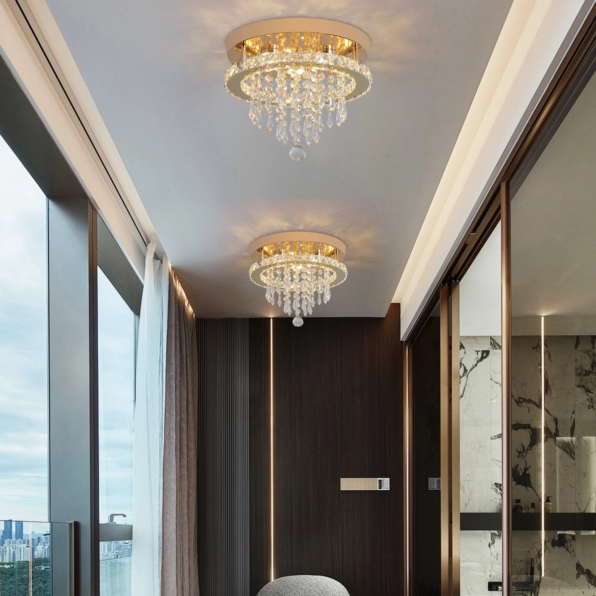 GreeLustr Modern Crystal Chandelier Led Ceiling Light