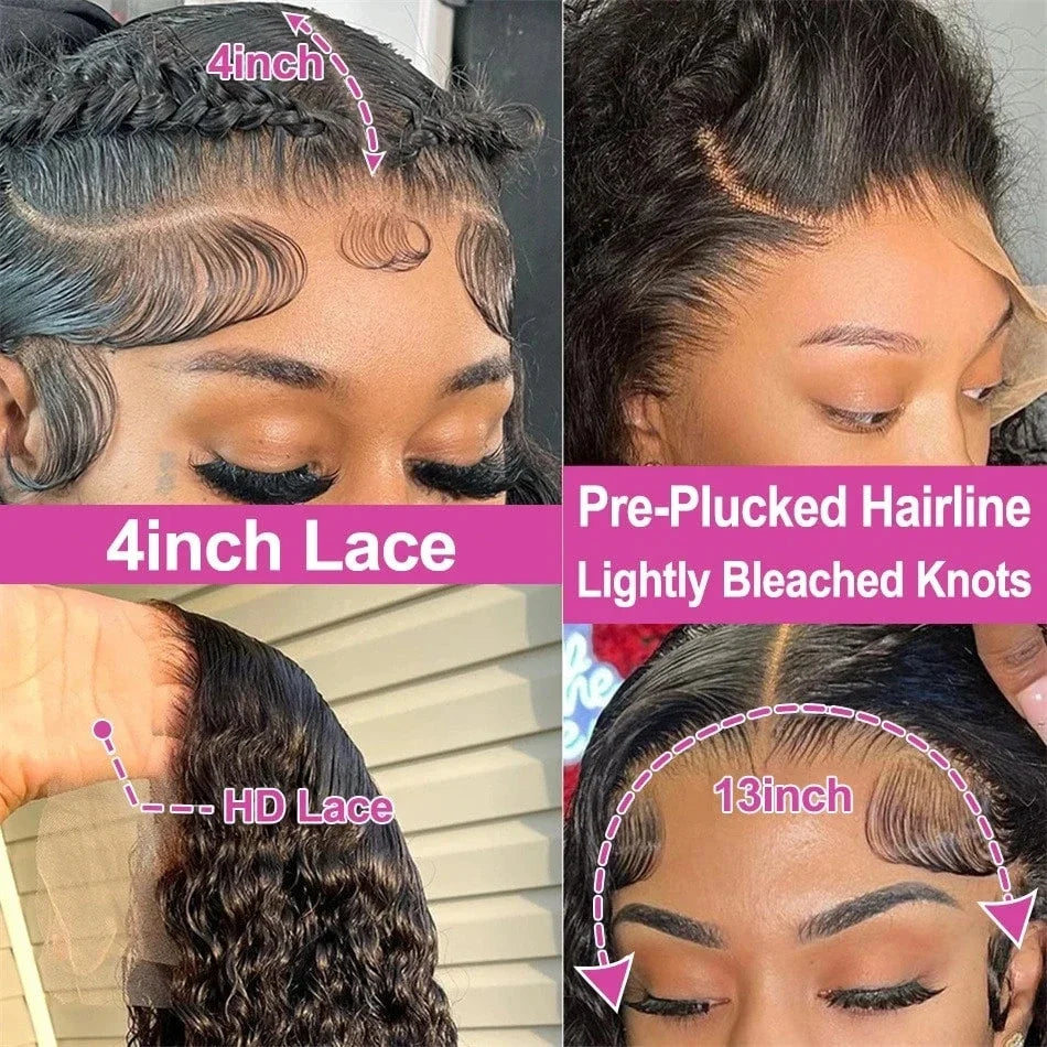 QZOQZO Brazilian Deep Wave Lace Front Wig With Human Hair