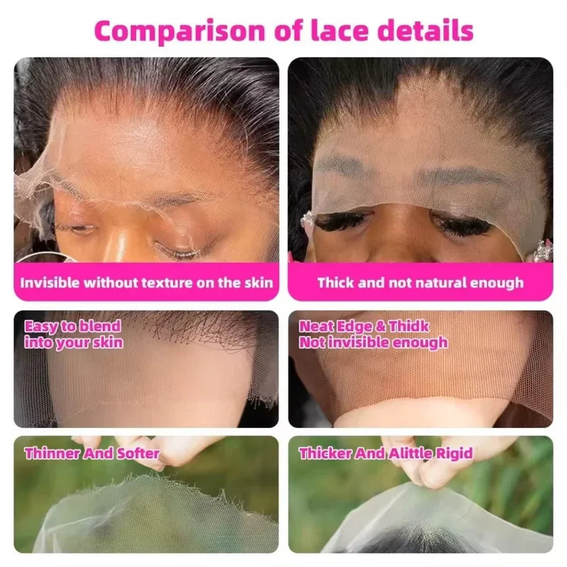 BUNGIOL Glueless Human Hair Lace Front Wig Pre Plucked Hairline