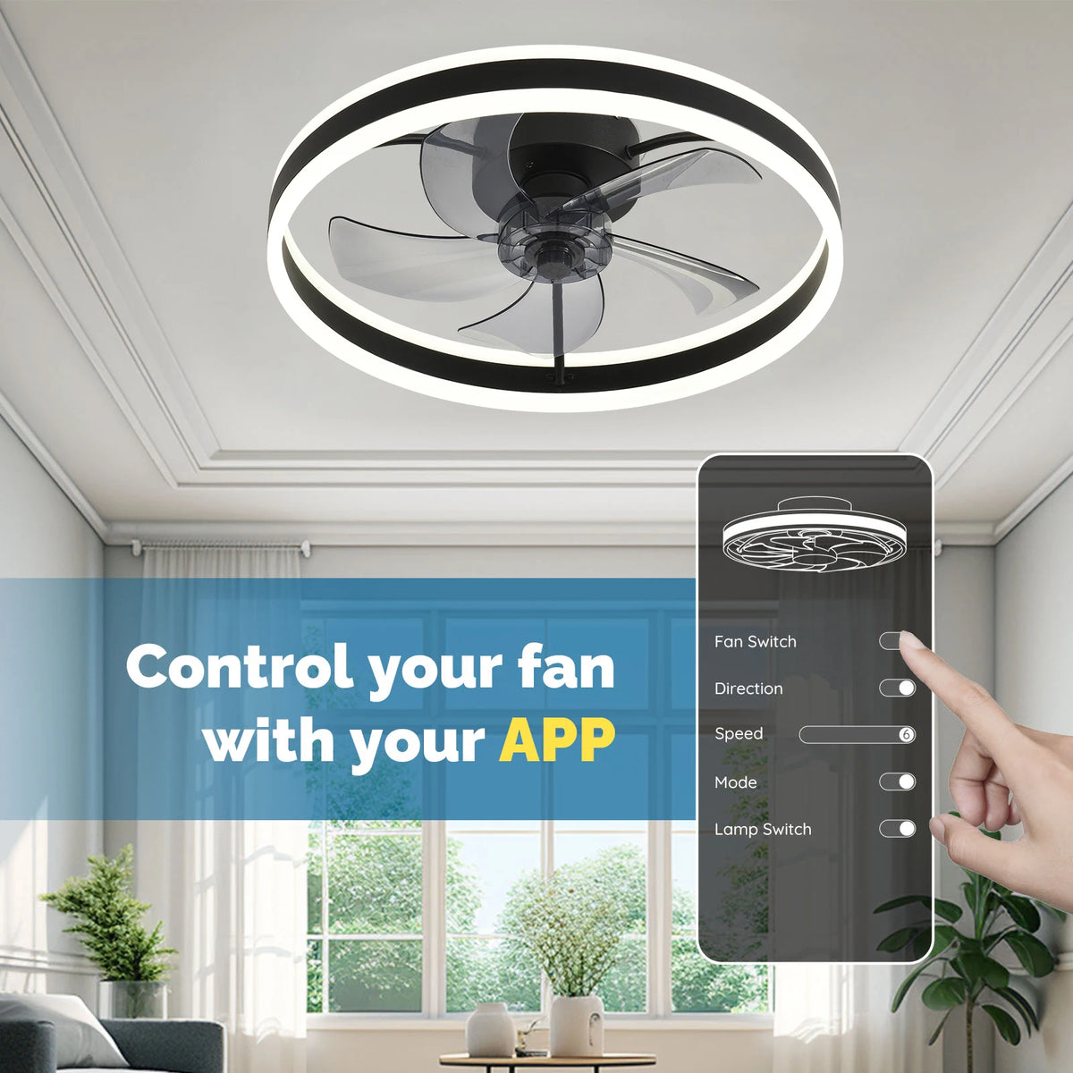 Orison Ceiling Fan With Remote Control Low Profile LED Indoor