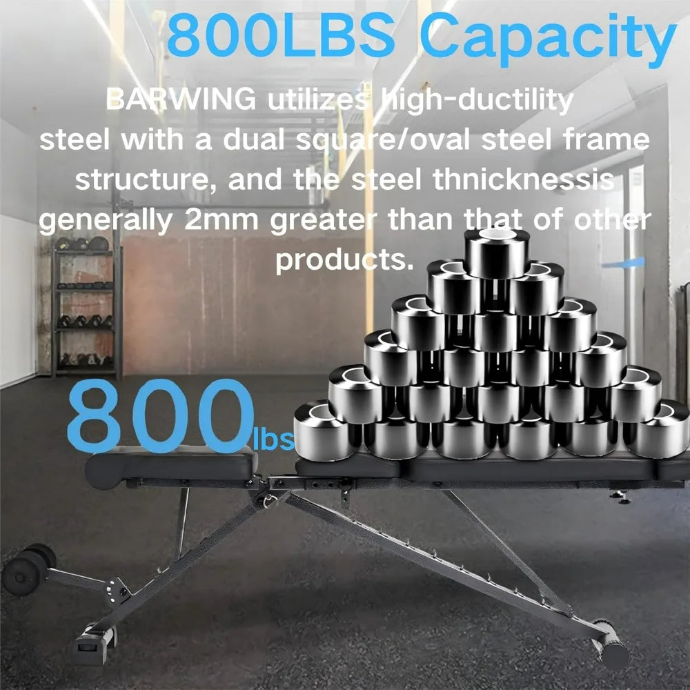 Adjustable Foldable Portable Weight Bench for Home Gym 700-800LBS Flat Incline Decline Workout Bench Full Body Exercise Easy As