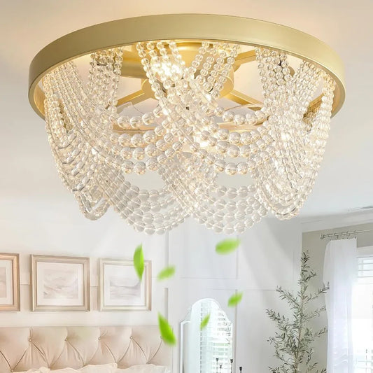 20 Inch Boho Ceiling Fan with Light Bohemian Ceiling Fans with Lights Remote Control Enclosed Caged with 6 Speeds for Bedroom N