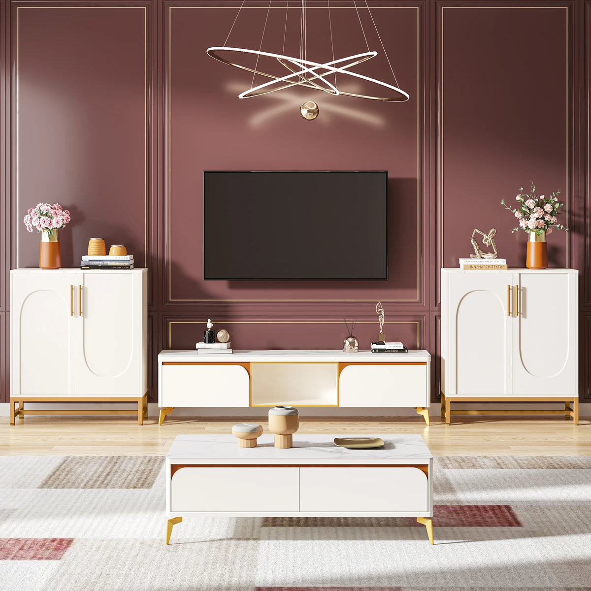 Tribesigns Modern Four Door Buffet Cabinet With Adjustable Shelves