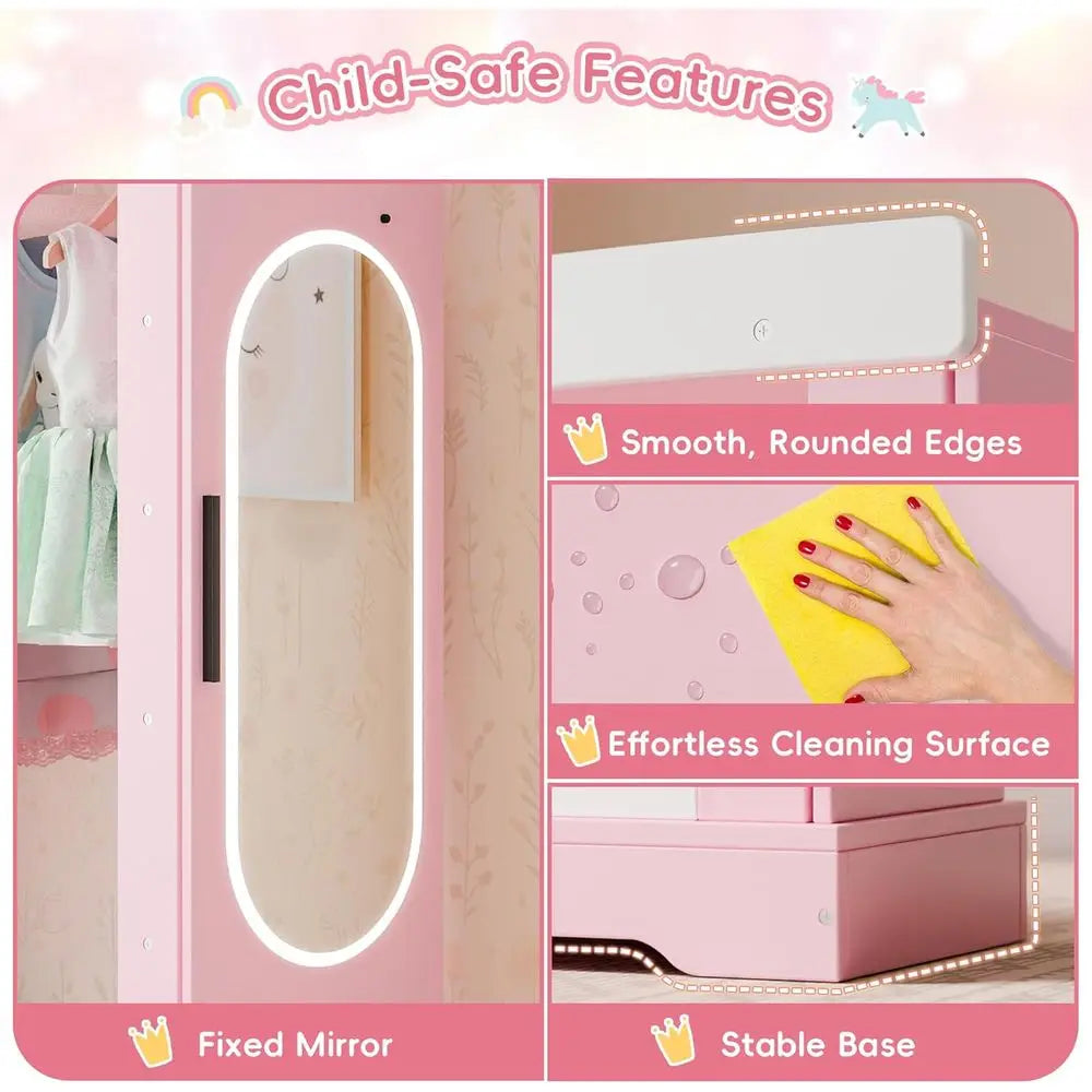 LISM Kids Armoire with Jewelry cabinet and Mirror