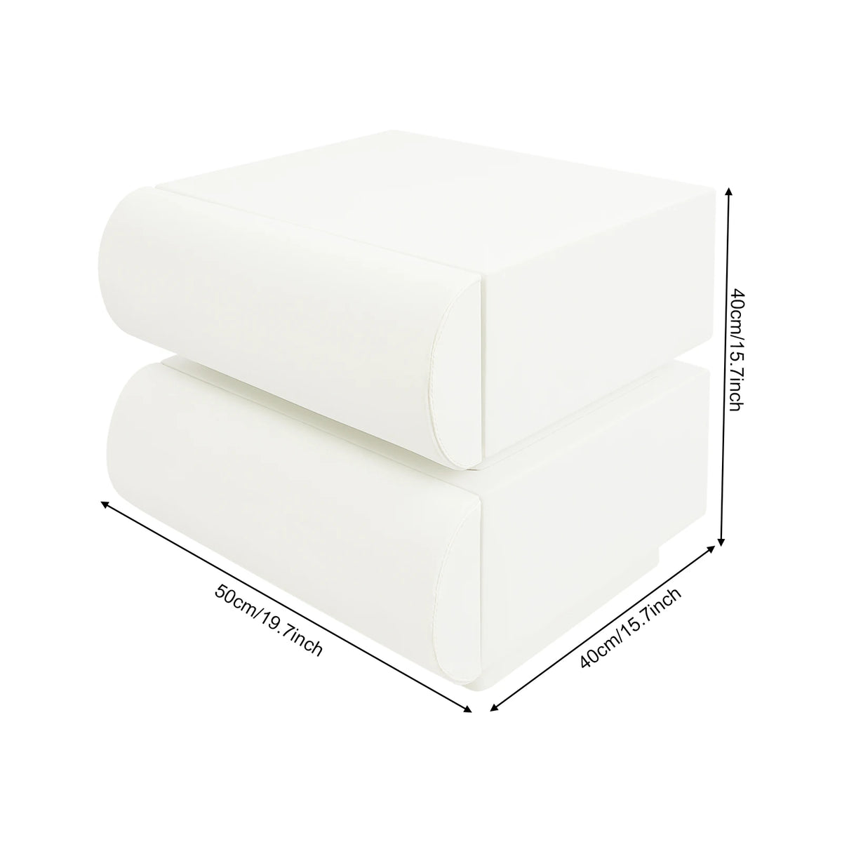 2-Drawer Modern Nightstand with Microfiber Leather Finish, Minimalist Bedside End Table 19.7x15.7x15.7in for Bedroom Living Room, Creamy White