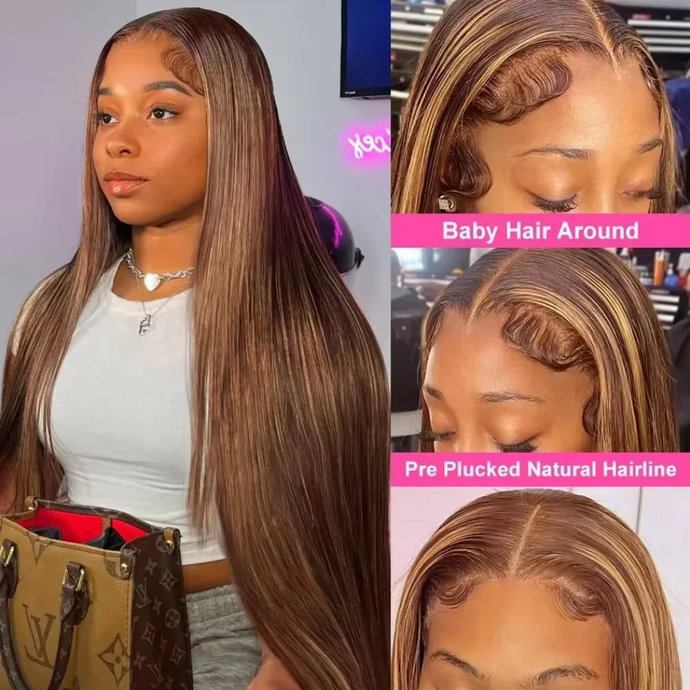 BUNGIOL Glueless Human Hair Lace Front Wig Pre Plucked Hairline