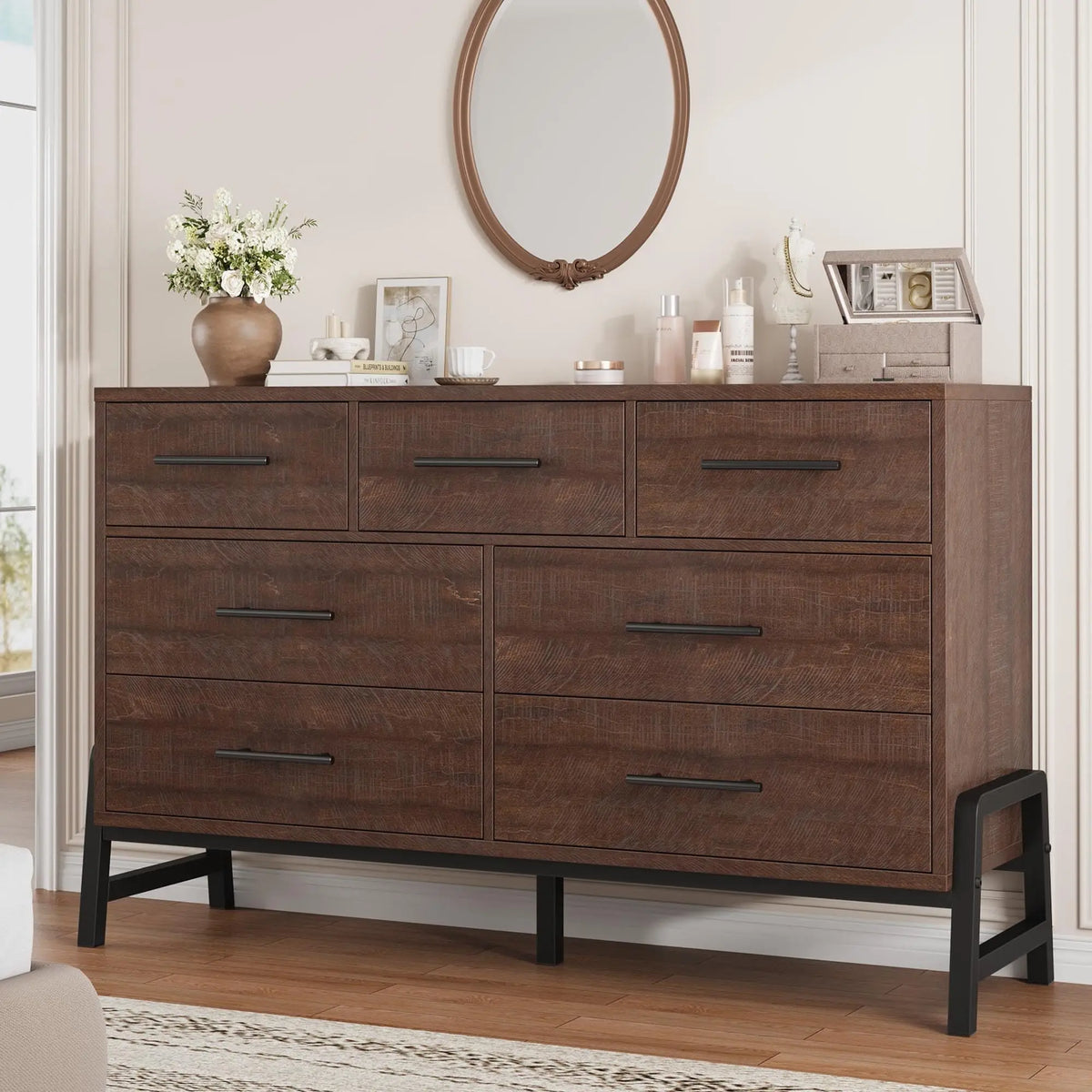 Freestanding Wooden Chest Of Drawers With Anti Tip Protection