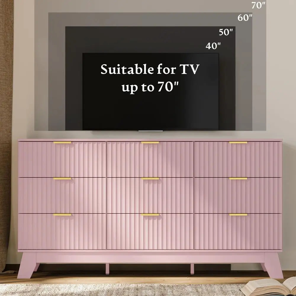 XMSJ 9 Drawer Modern Bedroom Dresser Chest for Storage