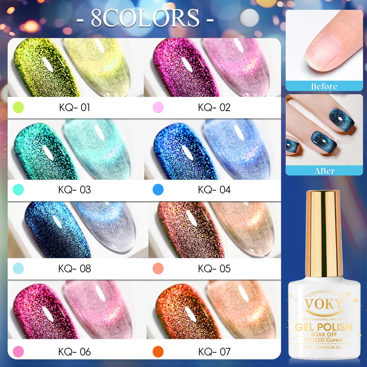 Cat Eye Magnetic Gel Nail Polish Set With Starry Shimmer