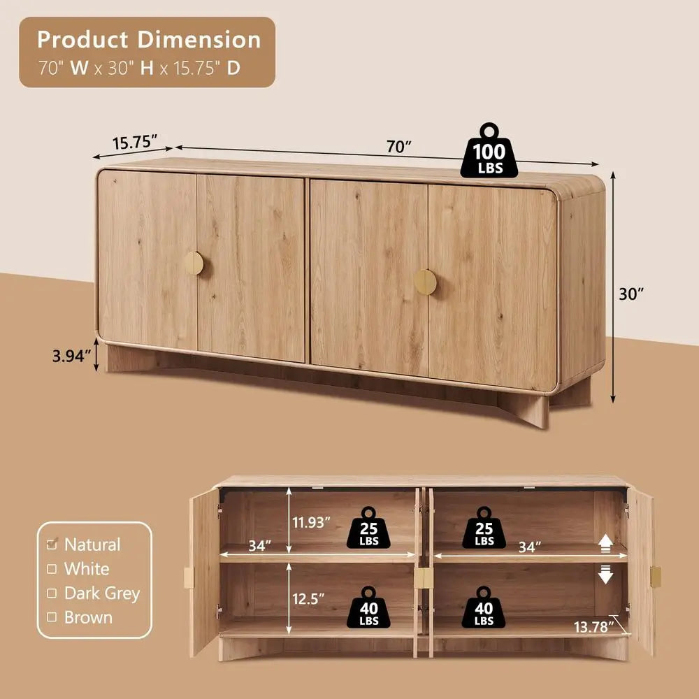XMSJ Modern Buffet Sideboard Cabinet With Storage And Adjustable Shelves