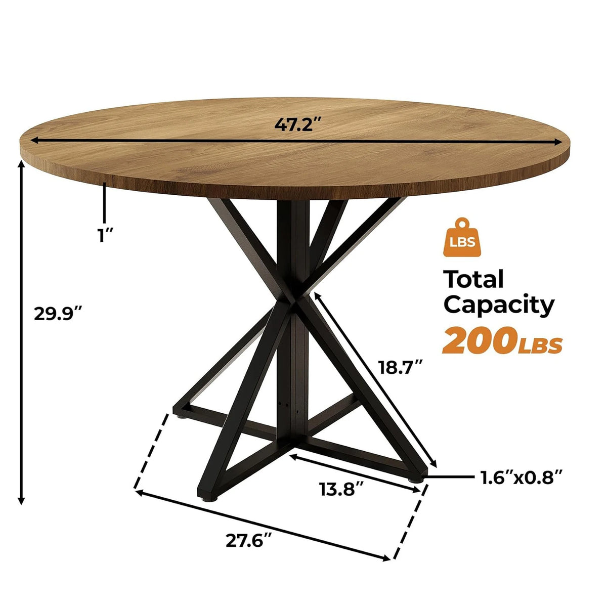 TWISTER.CK Round Dining Table Wood Top Metal Pedestal
