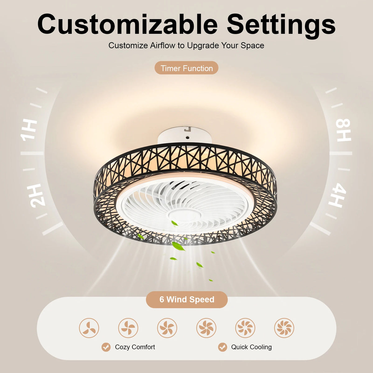 Contemporary Ceiling Fan With Integrated Light And Remote Control