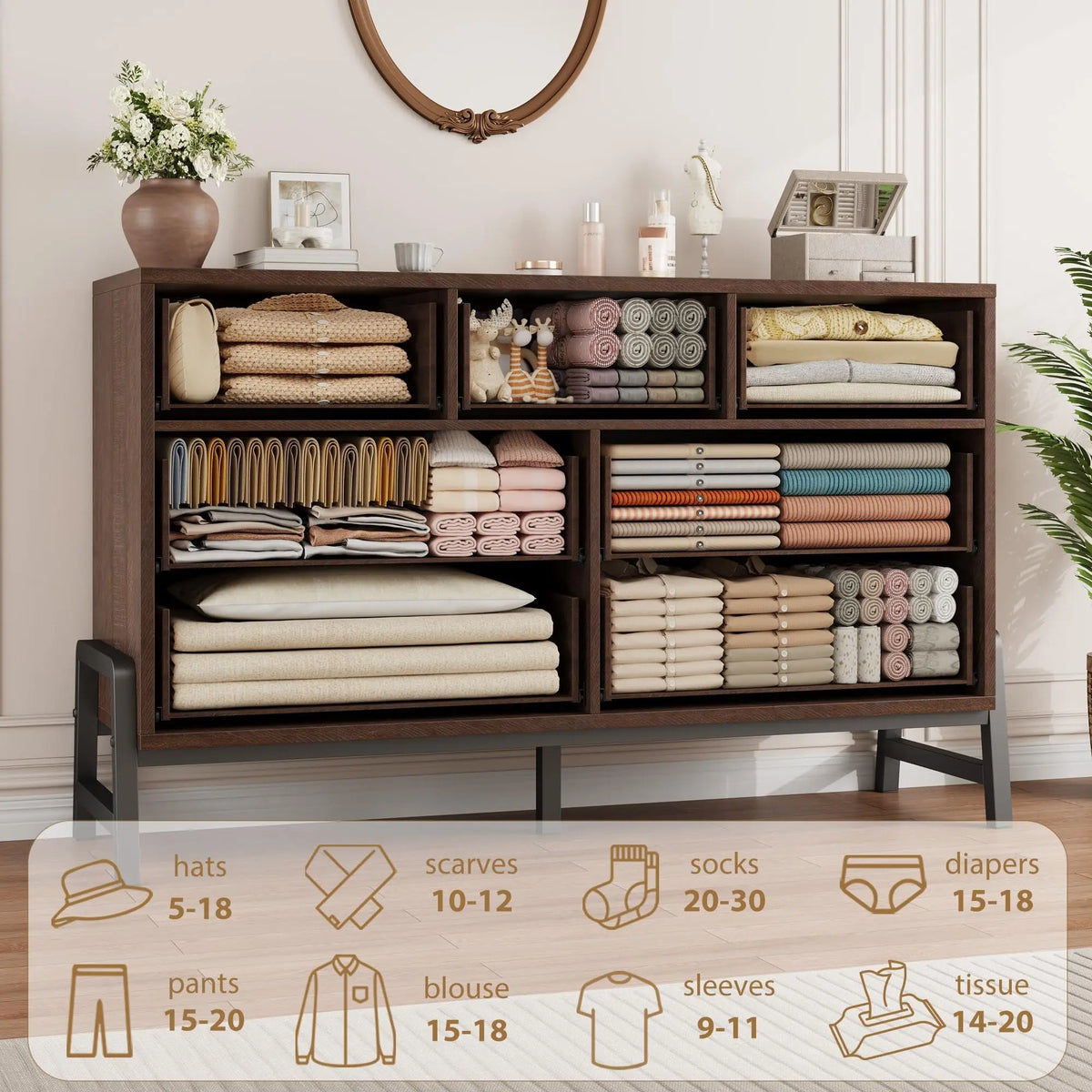 Freestanding Wooden Chest Of Drawers With Anti Tip Protection