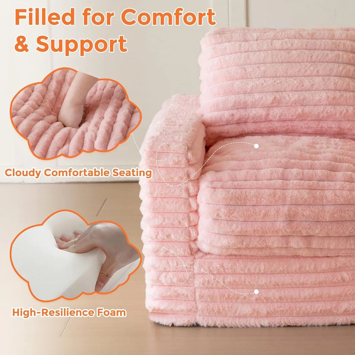 XIUWO Kids Bean Bag Chair With Pillows Faux Fur Comfort