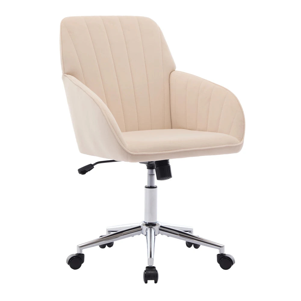 Orraves Adjustable Velvet Office Chair Ergonomic Swivel Desk Chair With Gold Base Comfy Backrest Seat For Home Bedroom Long Time Sitting