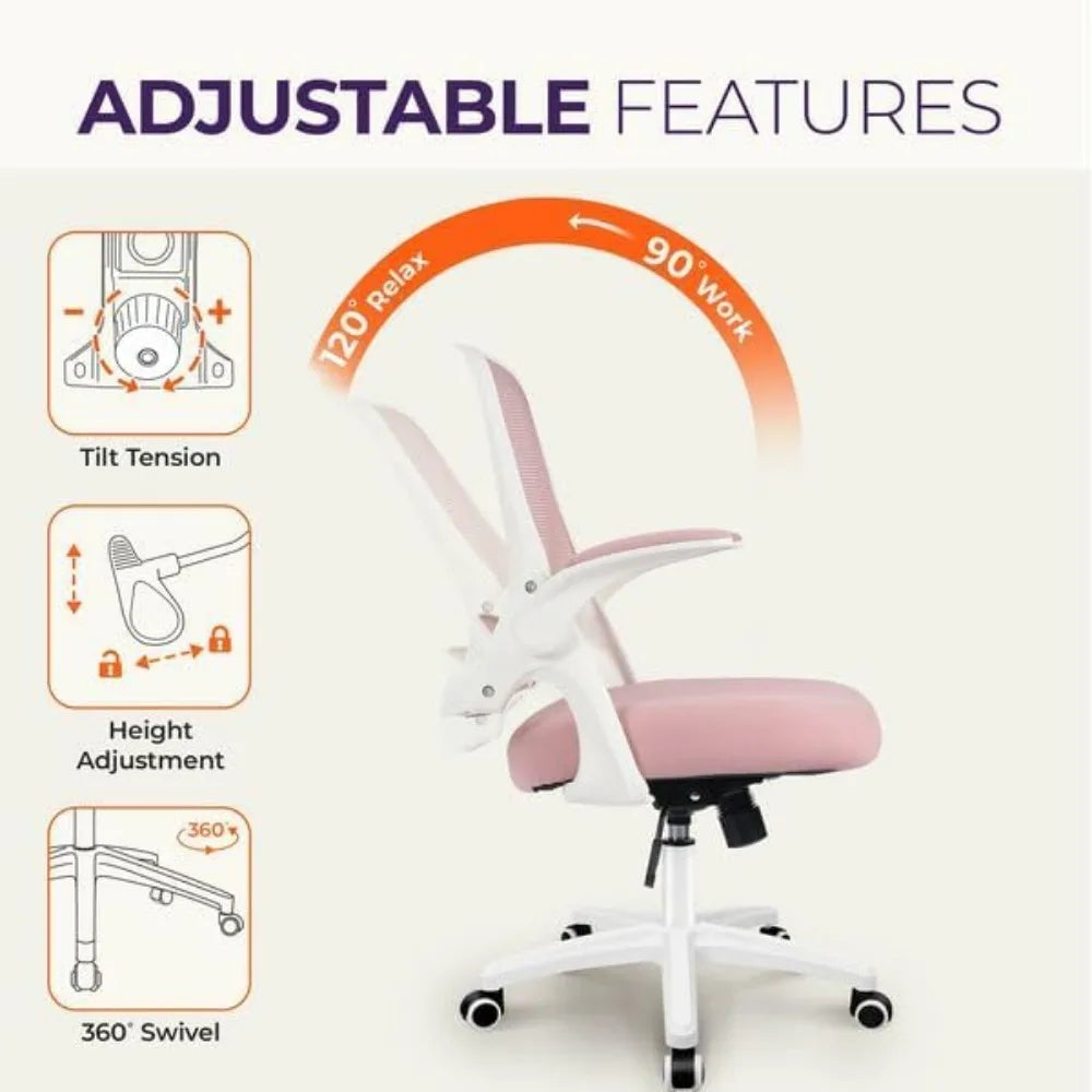 Ergonomic Desk Chair With Lumbar Support Adjustable Height Swivel Wheels