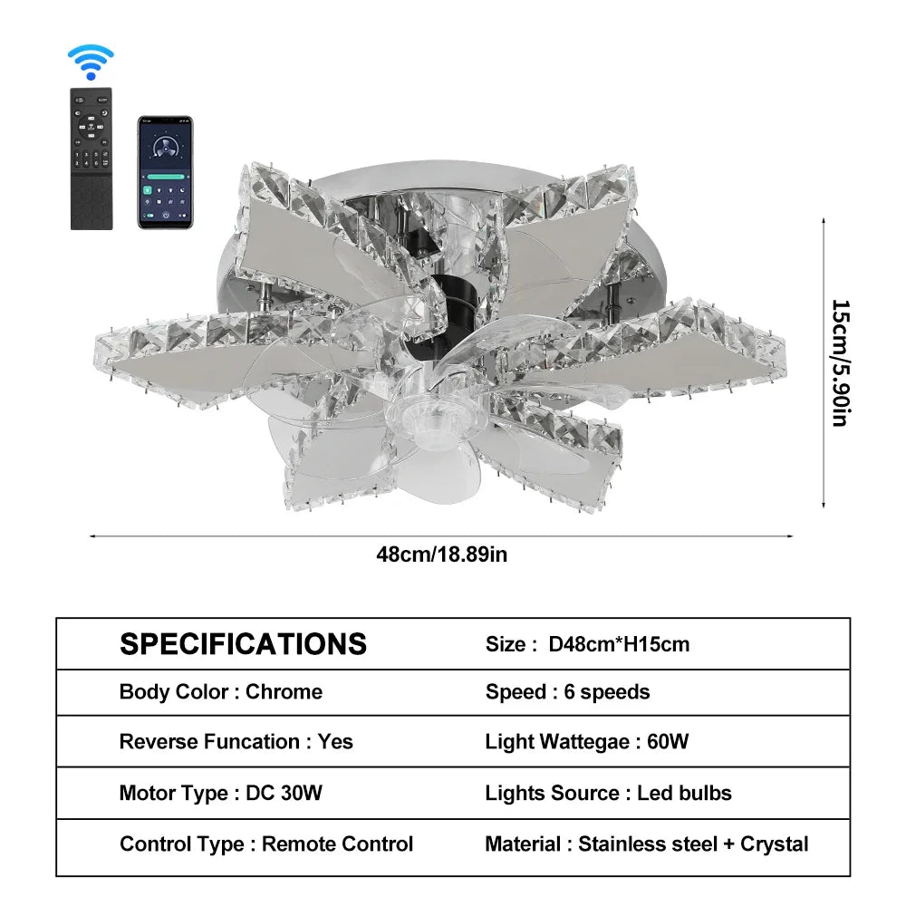 LED Ceiling Fan Lamp Chandelier Retractable Blades Pendant Fan Light Modern Decor Lustre Fixture Living Dining Room Chandelier