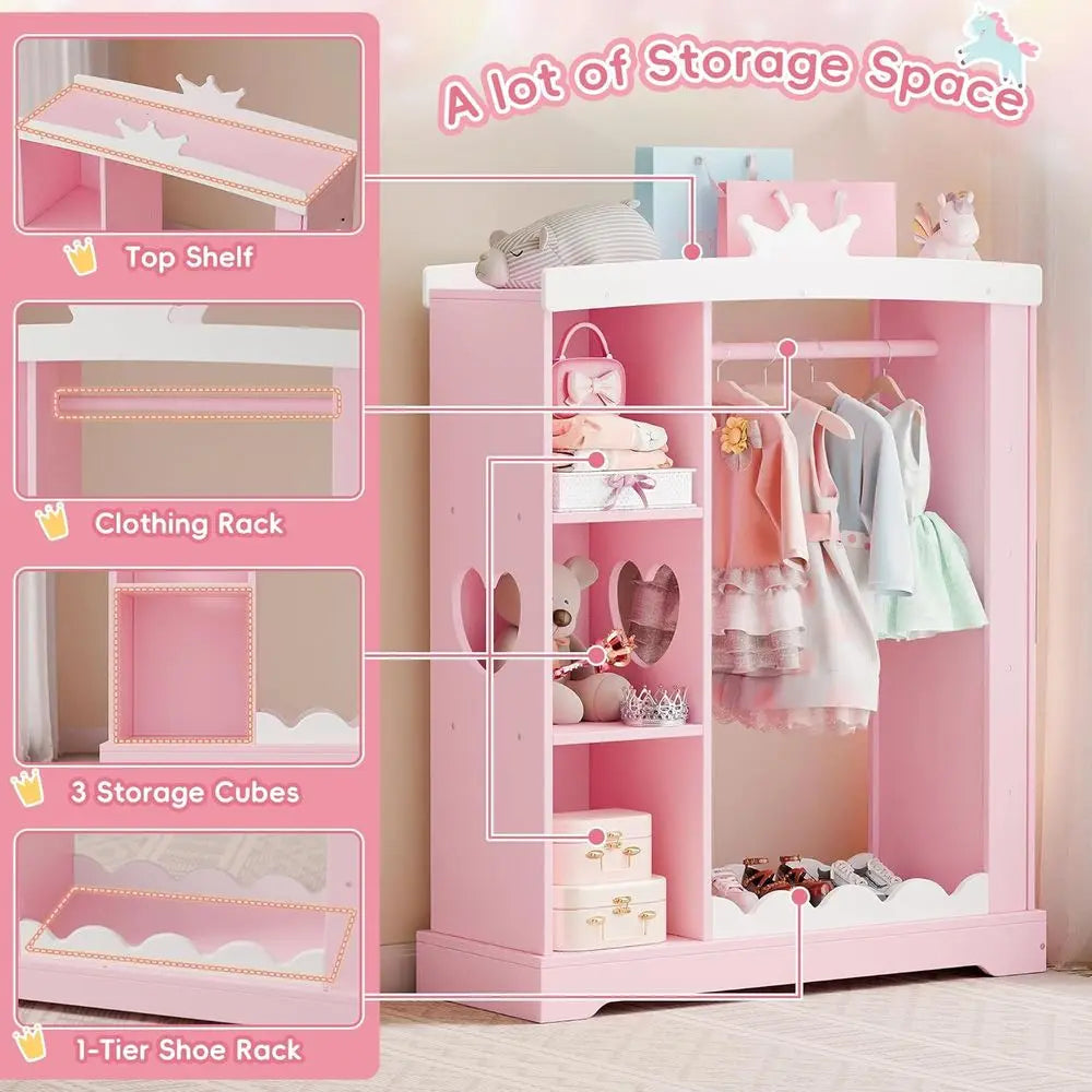 LISM Kids Armoire with Jewelry cabinet and Mirror