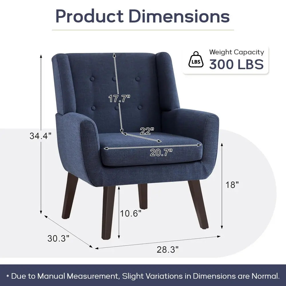 Accent Chair for Living Room,Upholstered Button Linen Armchair Chair Mid Century Modern Tufted Armchair with Fabric,Comfy Arm C