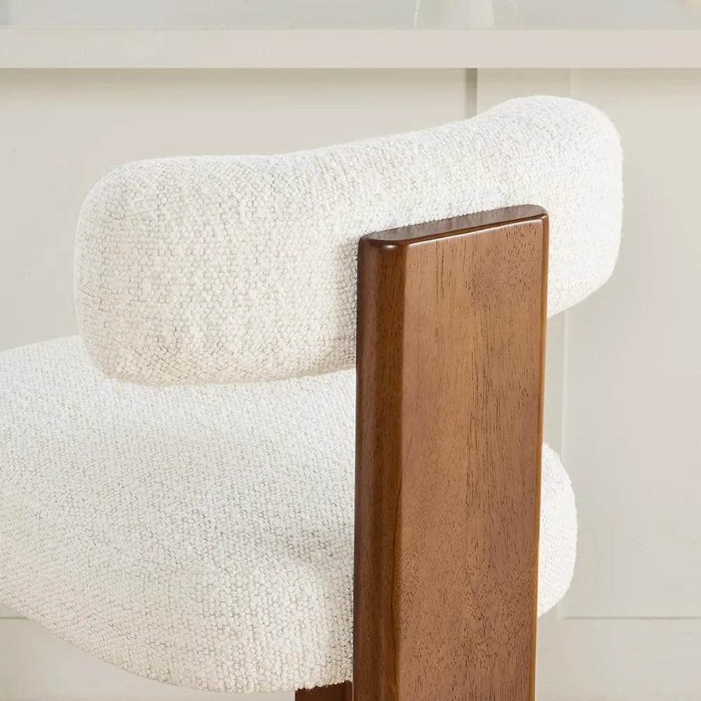 Modern Bar Stools Set Of 2 Upholstered With Wood Legs