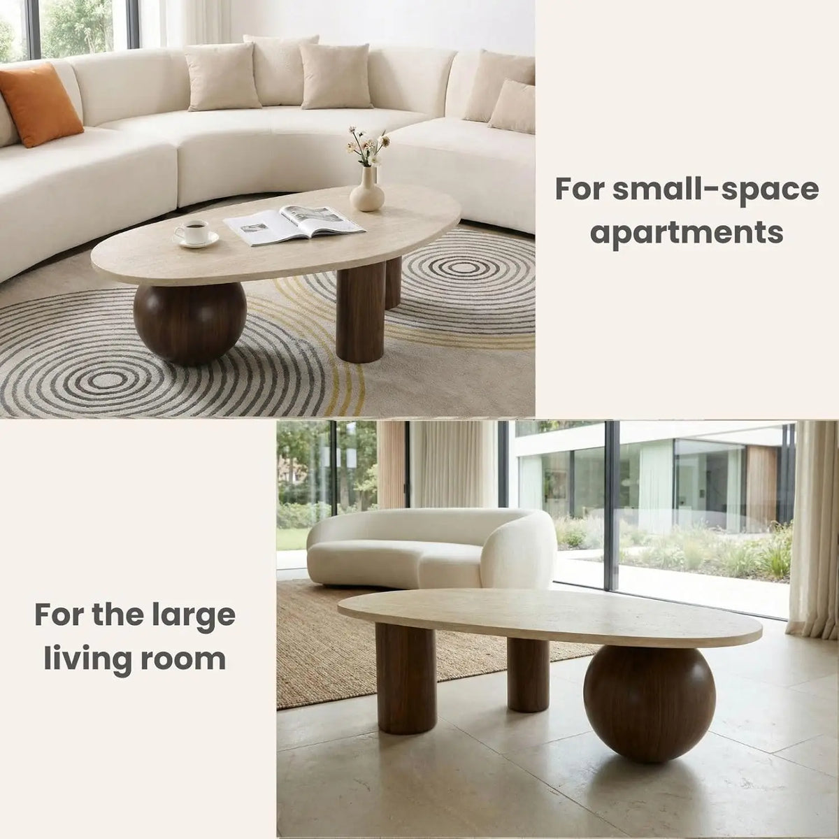 Marble Look Coffee Table With Walnut Wood Legs Laminate