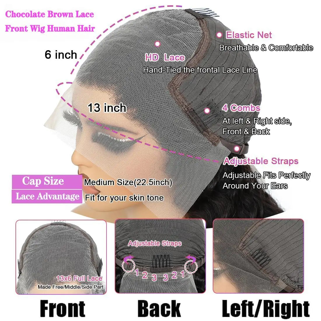 OKVOKV Brazilian Virgin Hair Kinky Curly HD Lace Front Wig