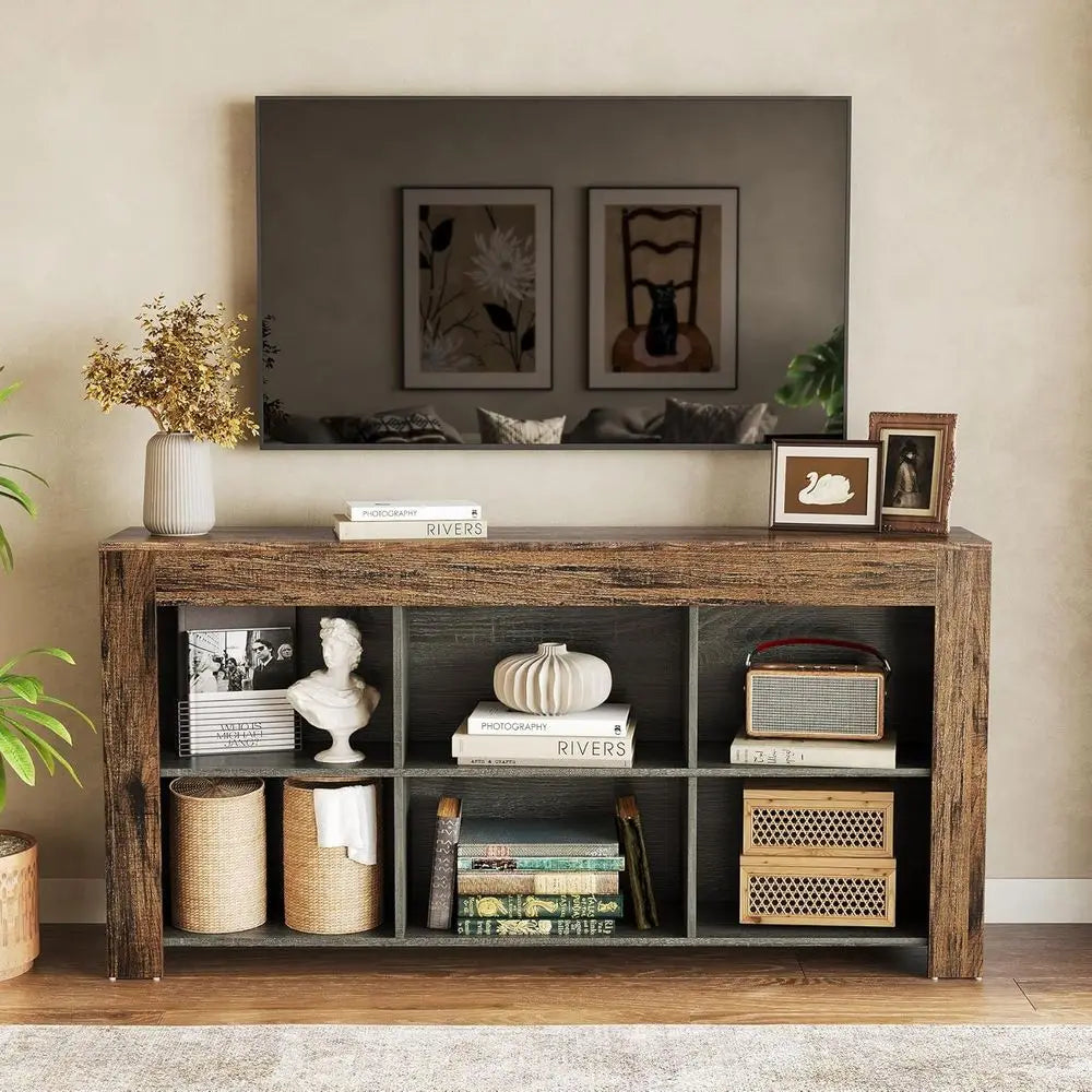 Modern TV Stand with Storage Shelves and Media Console for Living Room