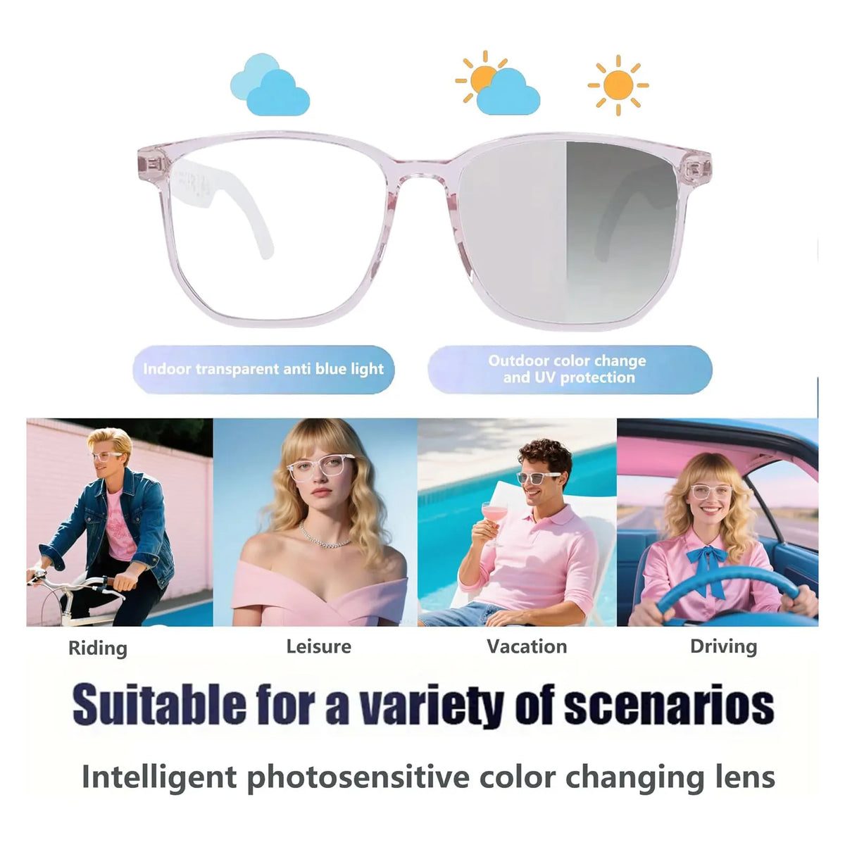 Fecoul Smart Audio Glasses With Real Time Translation Photochromic Lenses