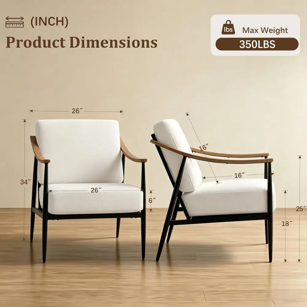 Modern Accent Chair for Living Room Bedroom Mid Century Arm Chair Upholstered Office Accent Chair Comfy Waiting Room Chair with