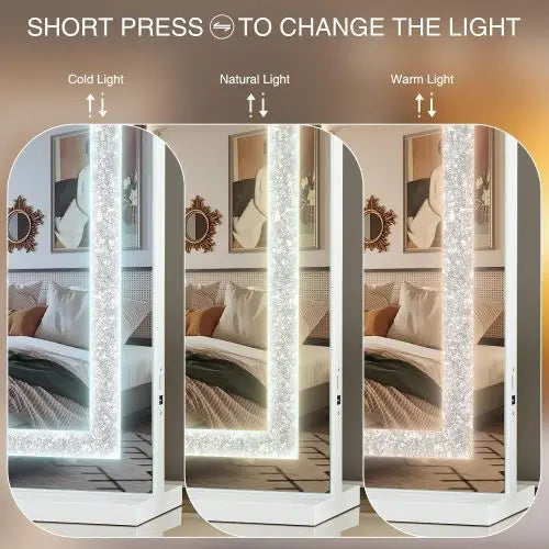 Vanity Mirror with Lights 31.5" x 22.8" Makeup Mirror with Crystal Light Strip and Hollywood Vanity Mirror
