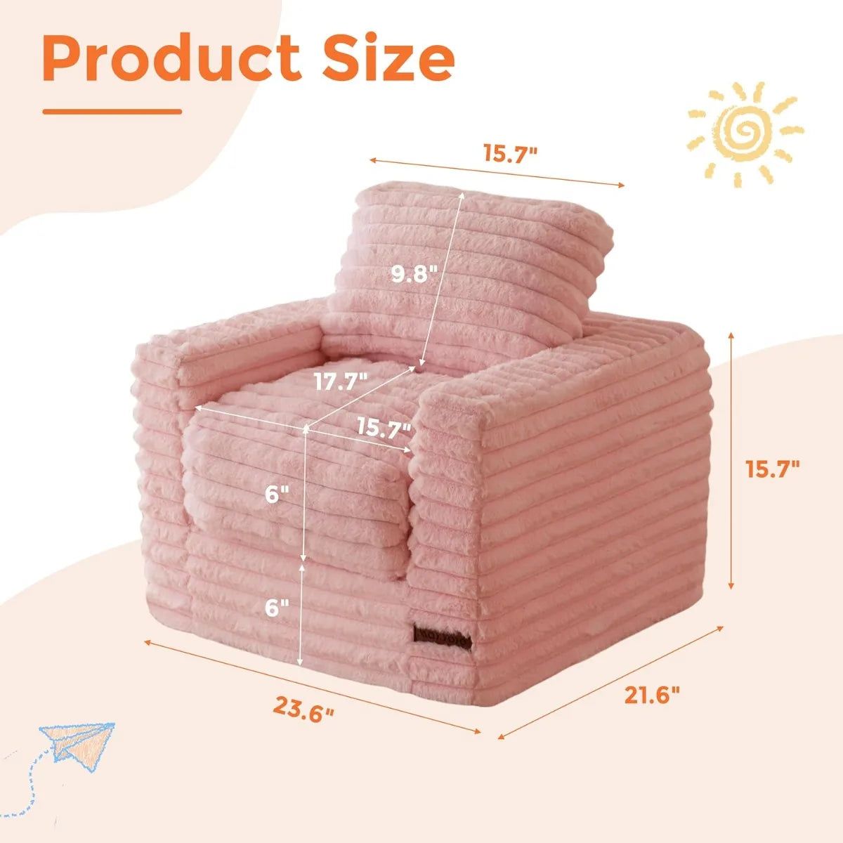 XIUWO Kids Bean Bag Chair With Pillows Faux Fur Comfort