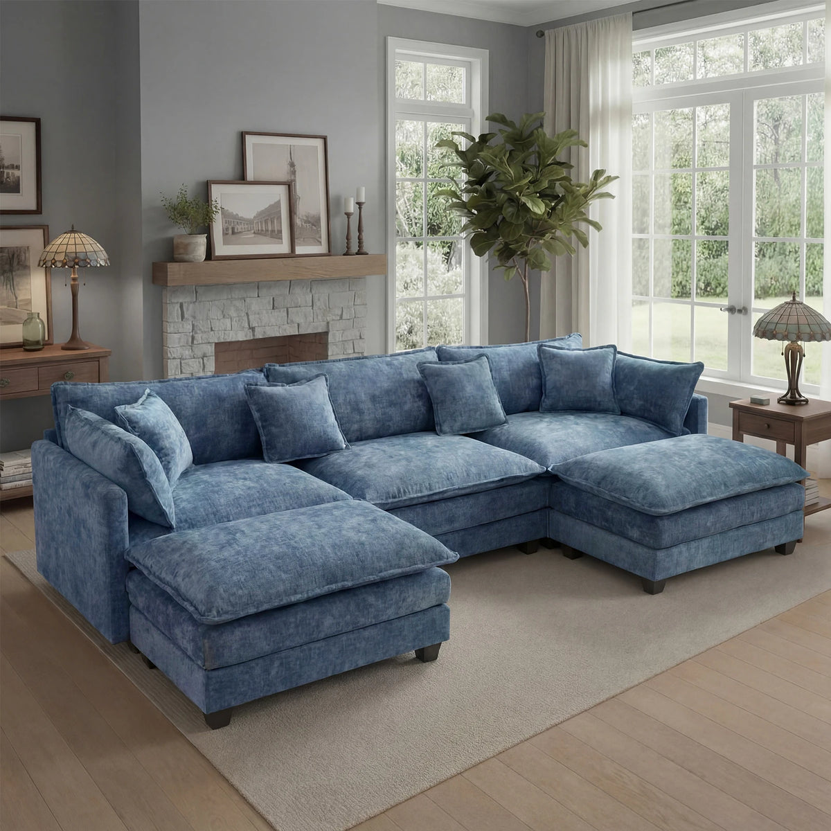 Redlife Modular Sectional Sofa With Ottoman Deep Seat Cloud Couch
