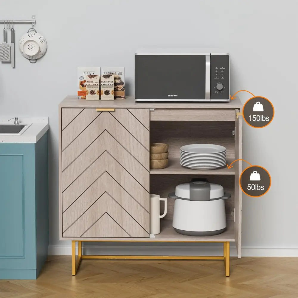XMSJ Sideboard Buffet Cabinet With Doors And Adjustable Storage Shelf