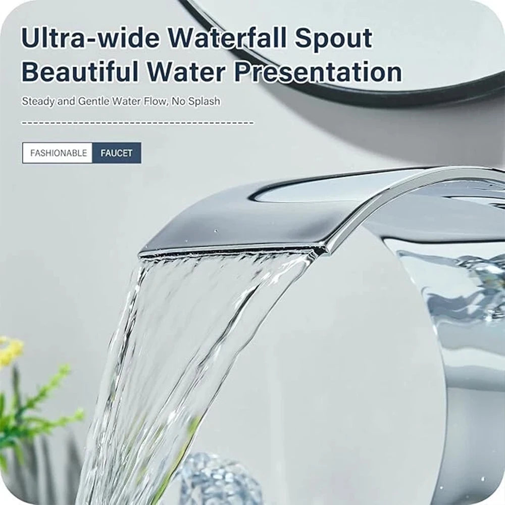 Golden Bathroom Basin Faucet Hot Cold Mixer Faucets Crystal Handle Waterfall Basin Faucet Torneira Taps Deck Mounted Sink Crane