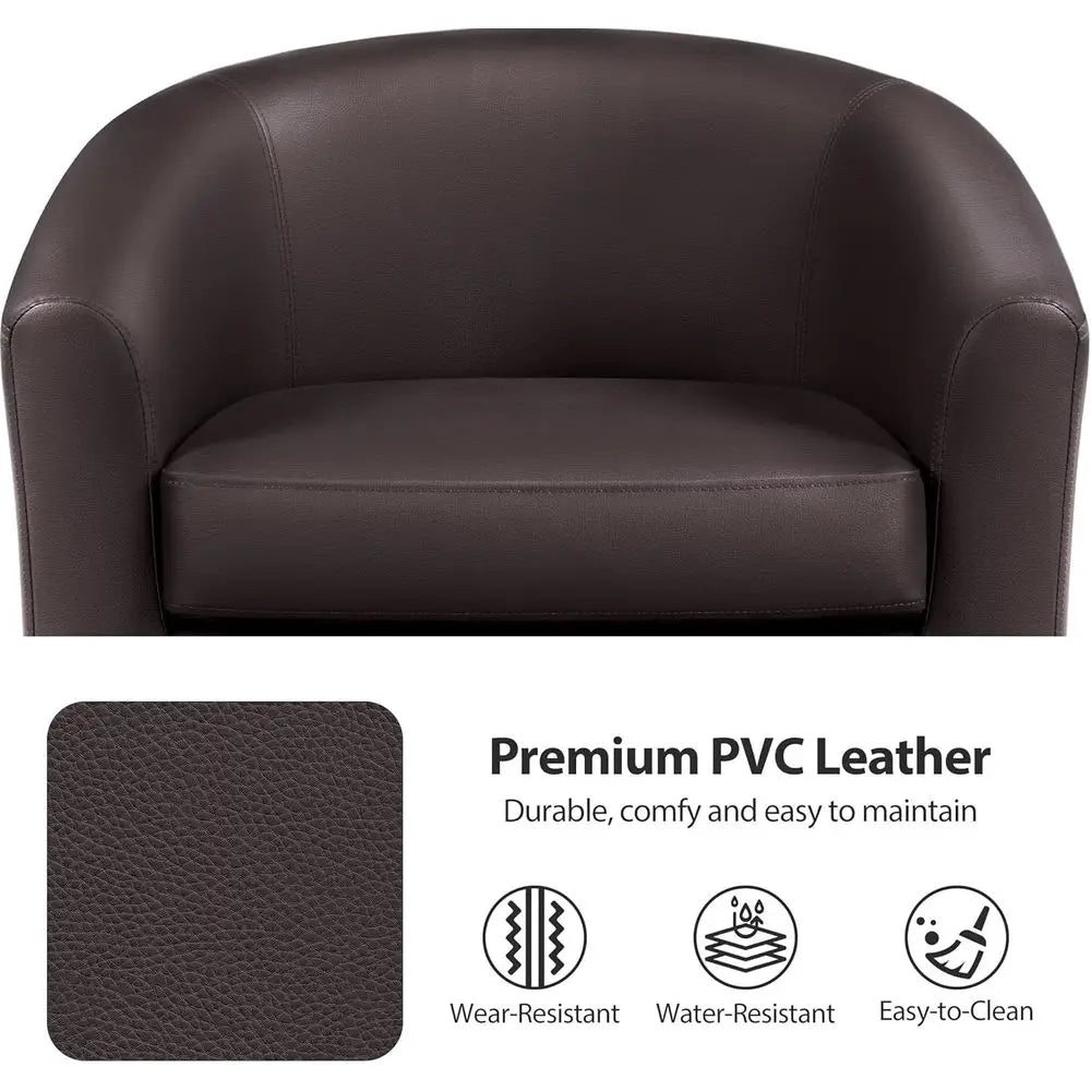 PU Leather Accent Chairs, ern Barrel Chairs Side Chairs, Comy Club Chairs with Sot Padded, 2 Chairs or Living Room/Bedroom/Readi