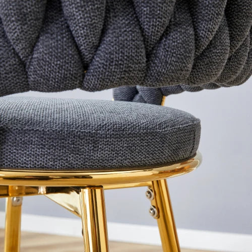 Two piece swivel chair, dark gray cotton linen soft seat, gold metal legs, rust resistant and wear-resistant