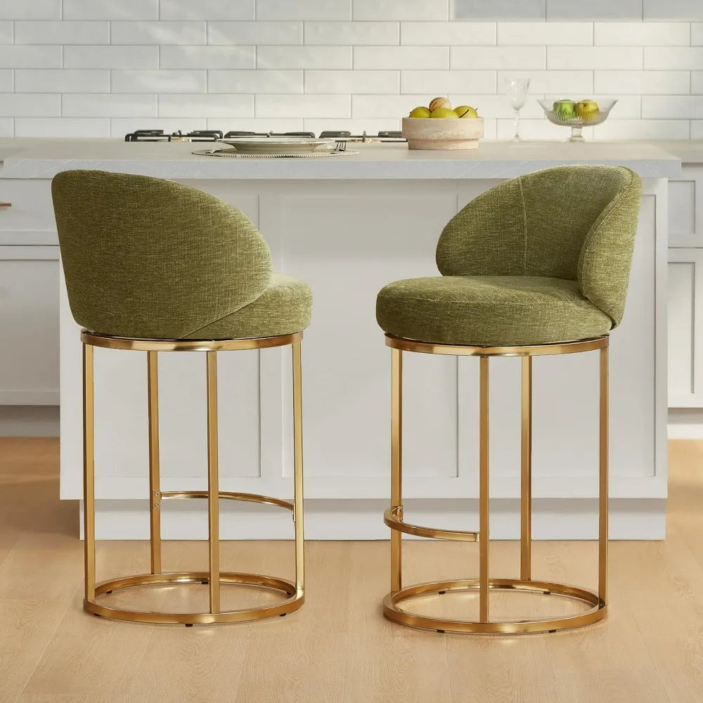 Swivel Bar Stools Set of 2 With Upholstered Backrests