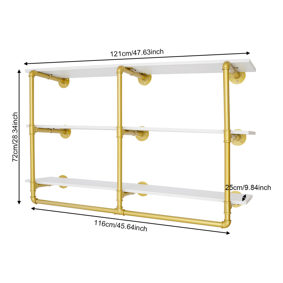 Bymaocar Three Tier Wall Mount Clothes Rack With 100 Lb Load Capacity