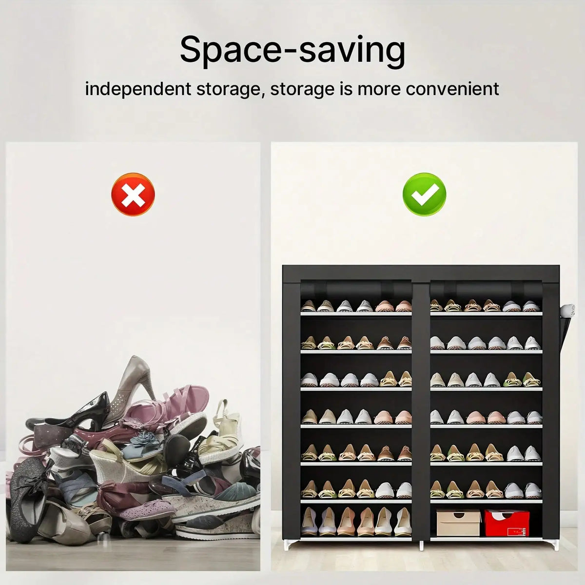 Double Row Dustproof Shoe Storage Rack Organizer for Entryway